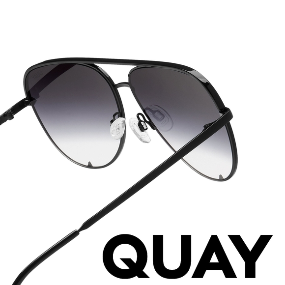 Quay High Key Mini 126 Black/smoked lenses  Aviator Sunglasses Polarized - Picture 6 of 8